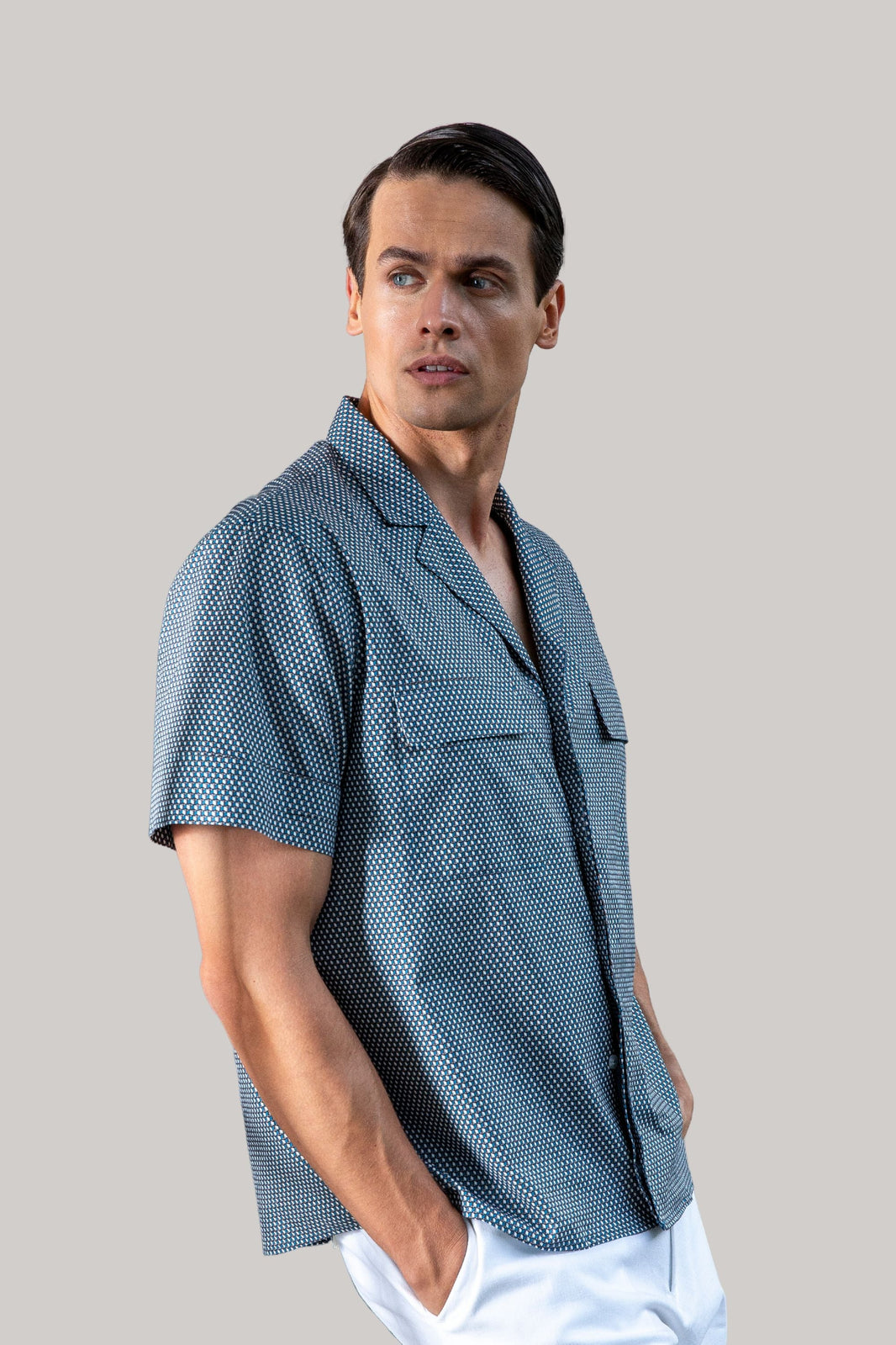 Camisa Laguna azul geométrica