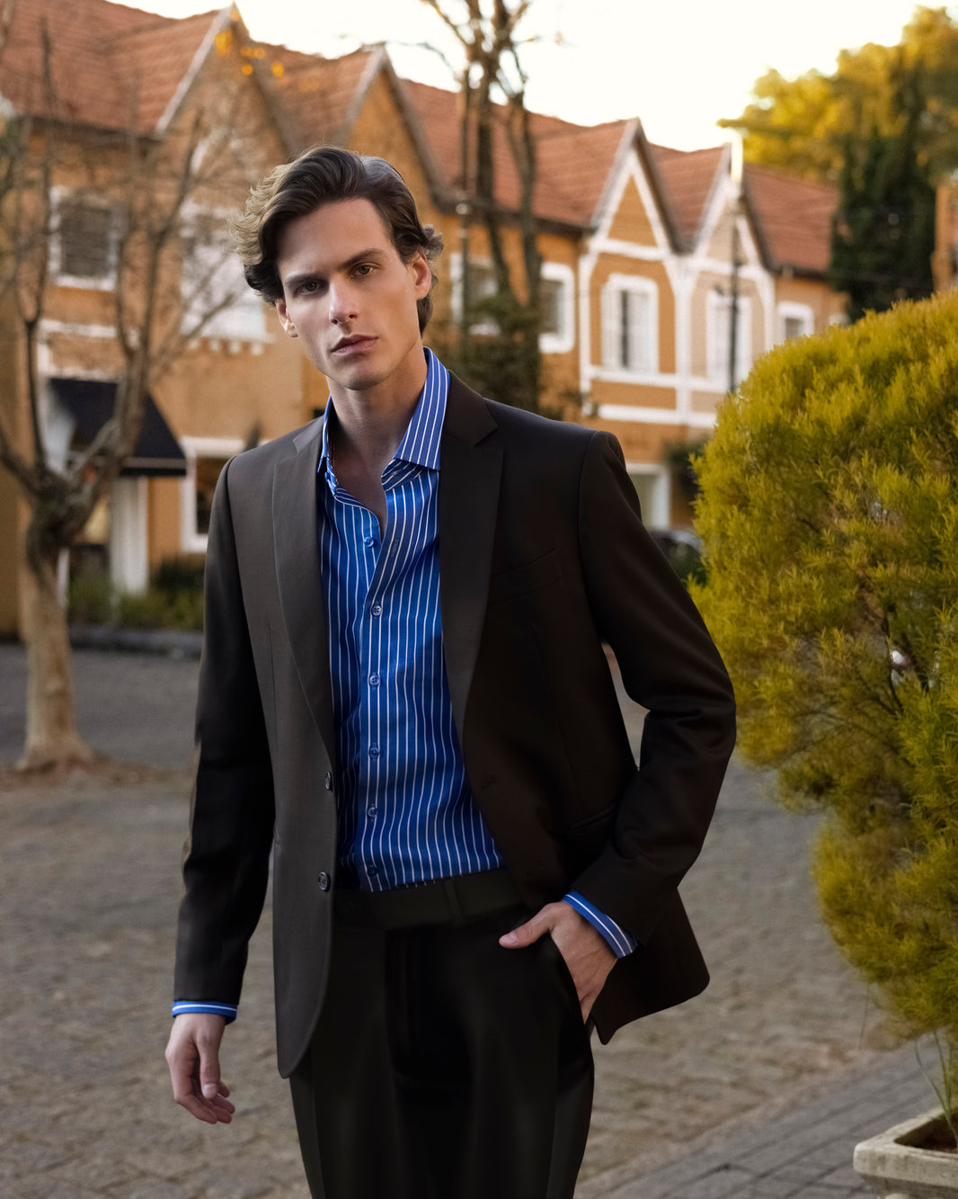 Camisa pima listrada azul