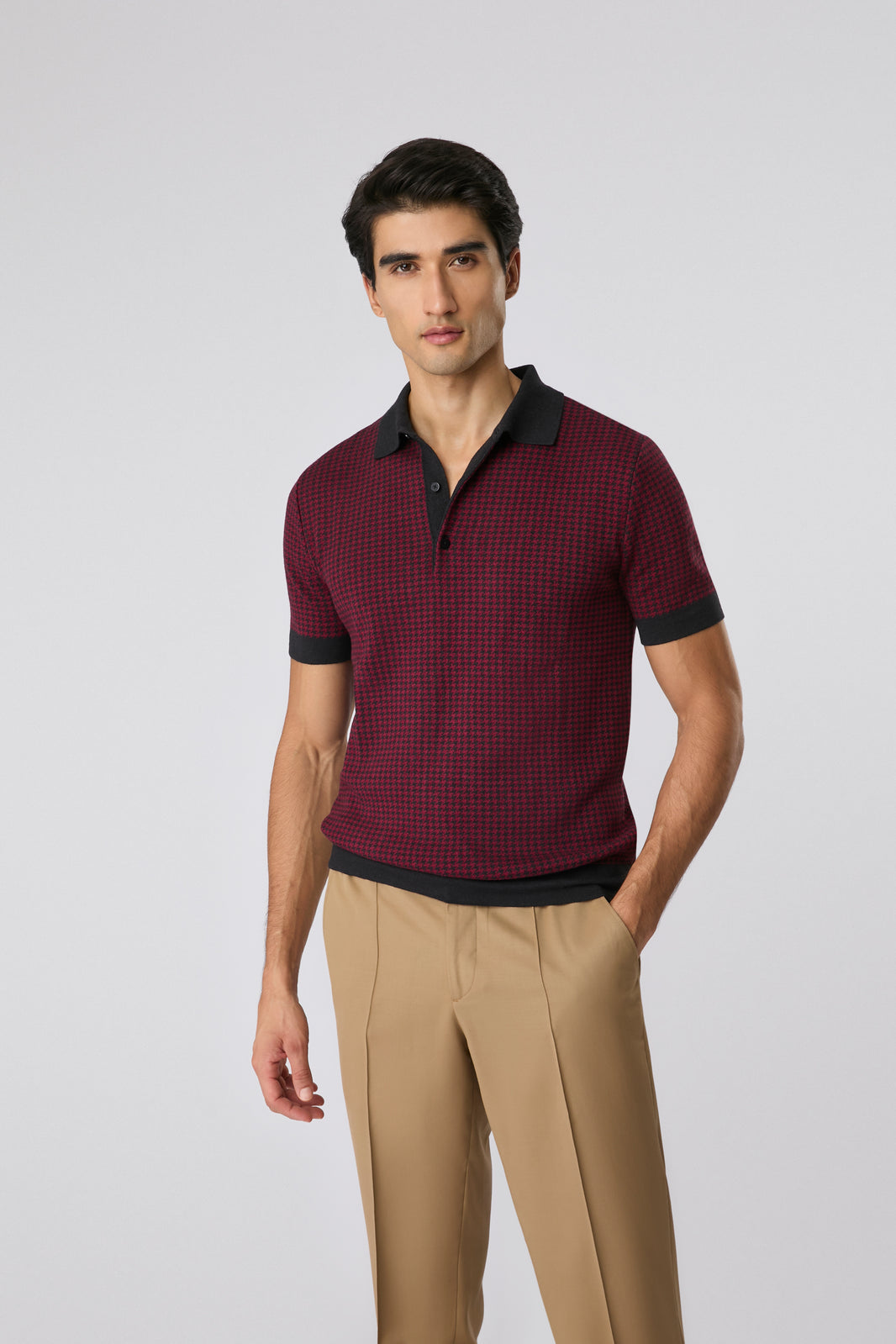 Polo Pied Poule bordô