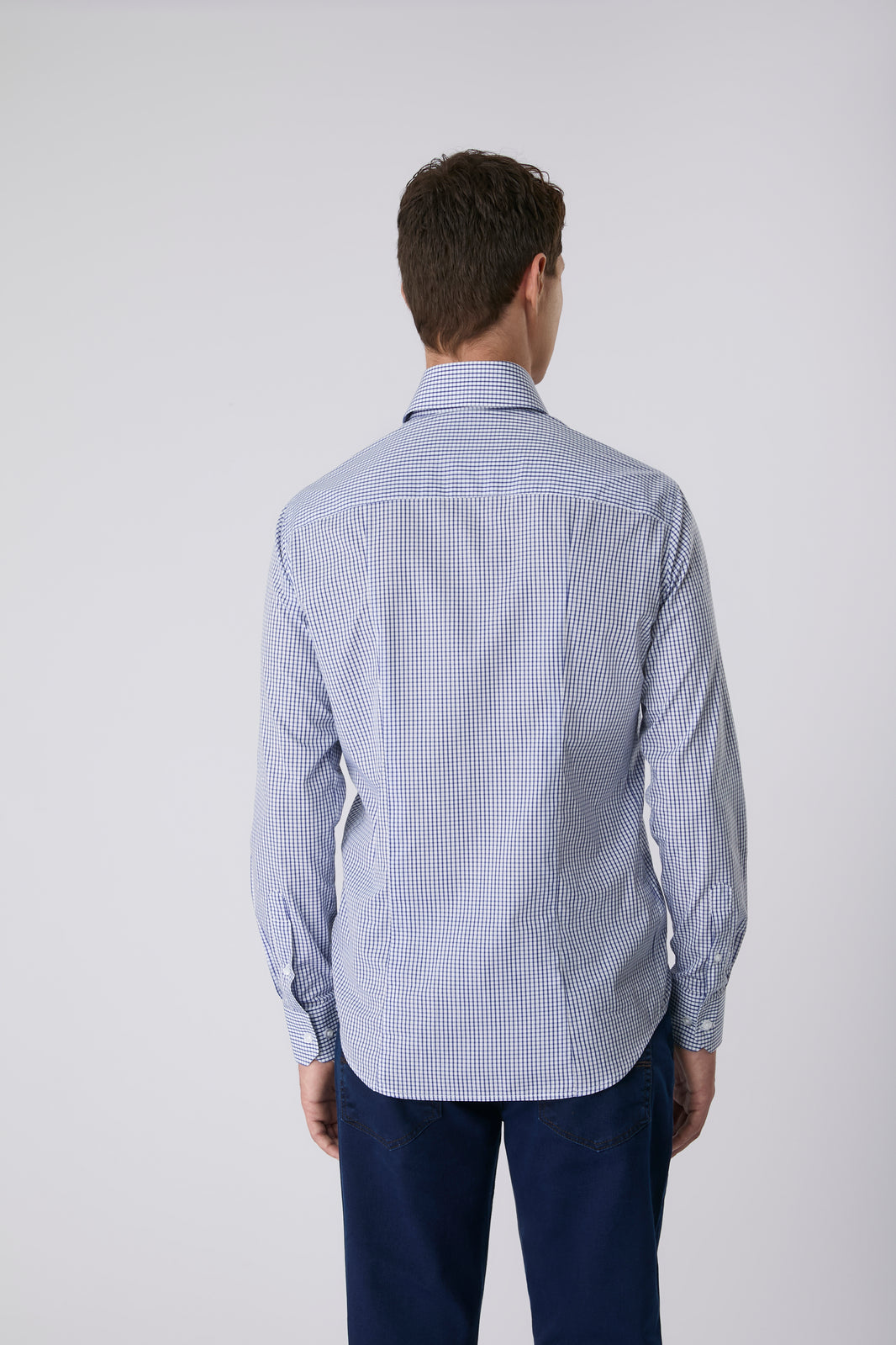 Camisa pima xadrez azul