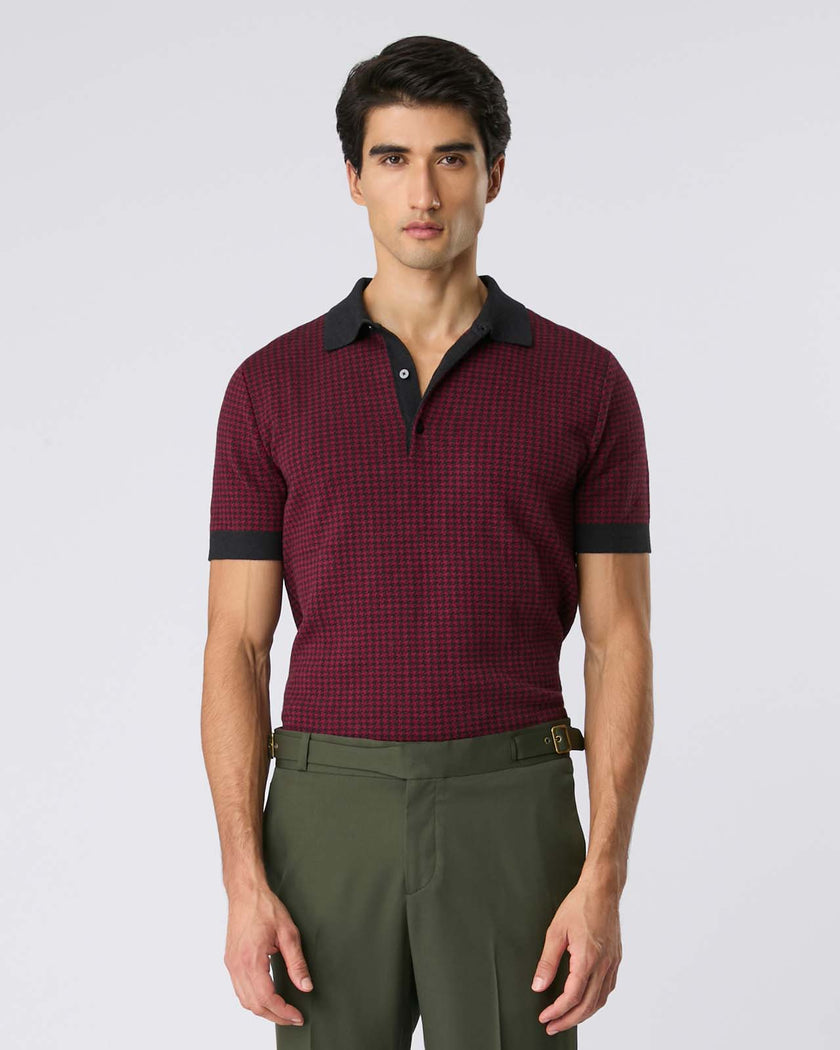 Polo Pied Poule bordô