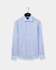 Camisa linho listrada azul