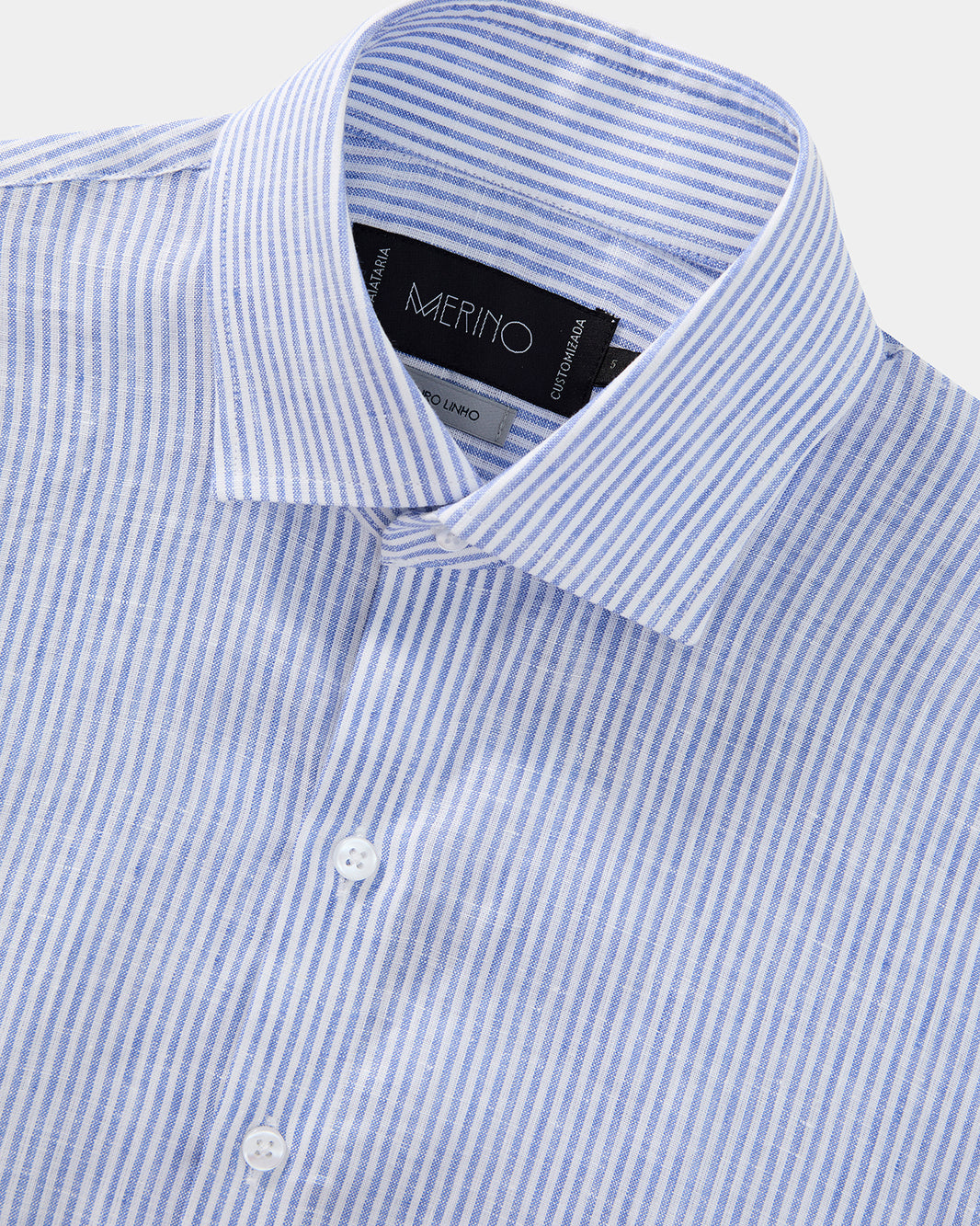 Camisa linho listrada azul