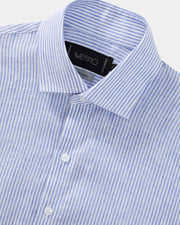Camisa linho listrada azul