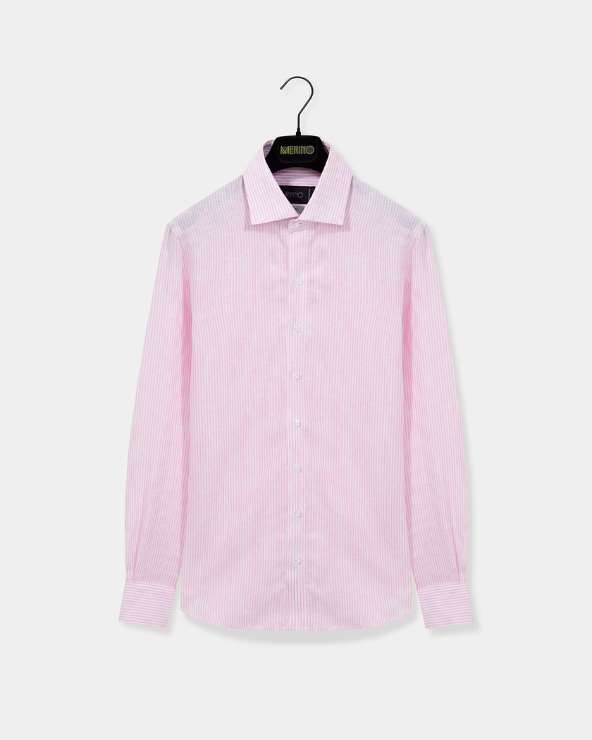 Camisa linho listrada rosa