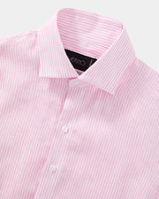 Camisa linho listrada rosa
