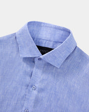 Camisa linho azul médio