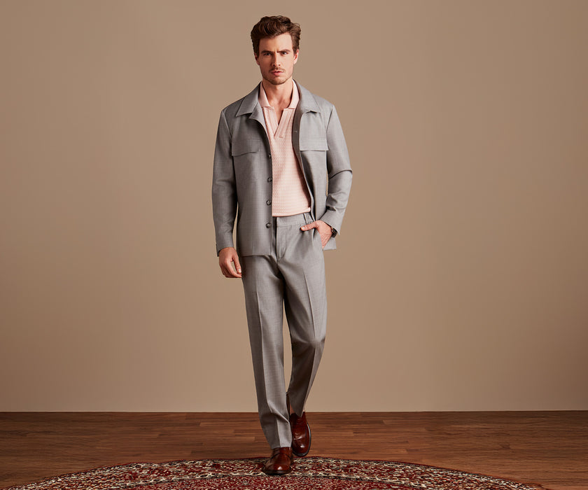 Caban lã fria cinza claro