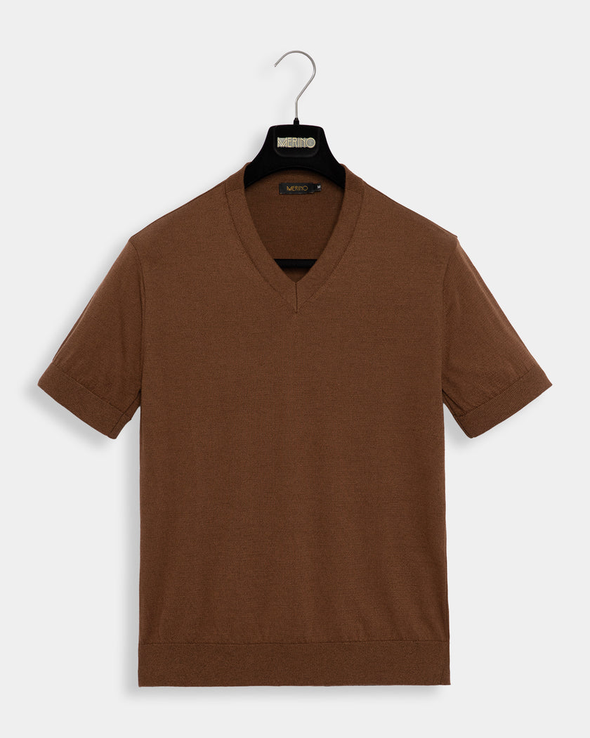 Camiseta Tricô Lisa Marrom