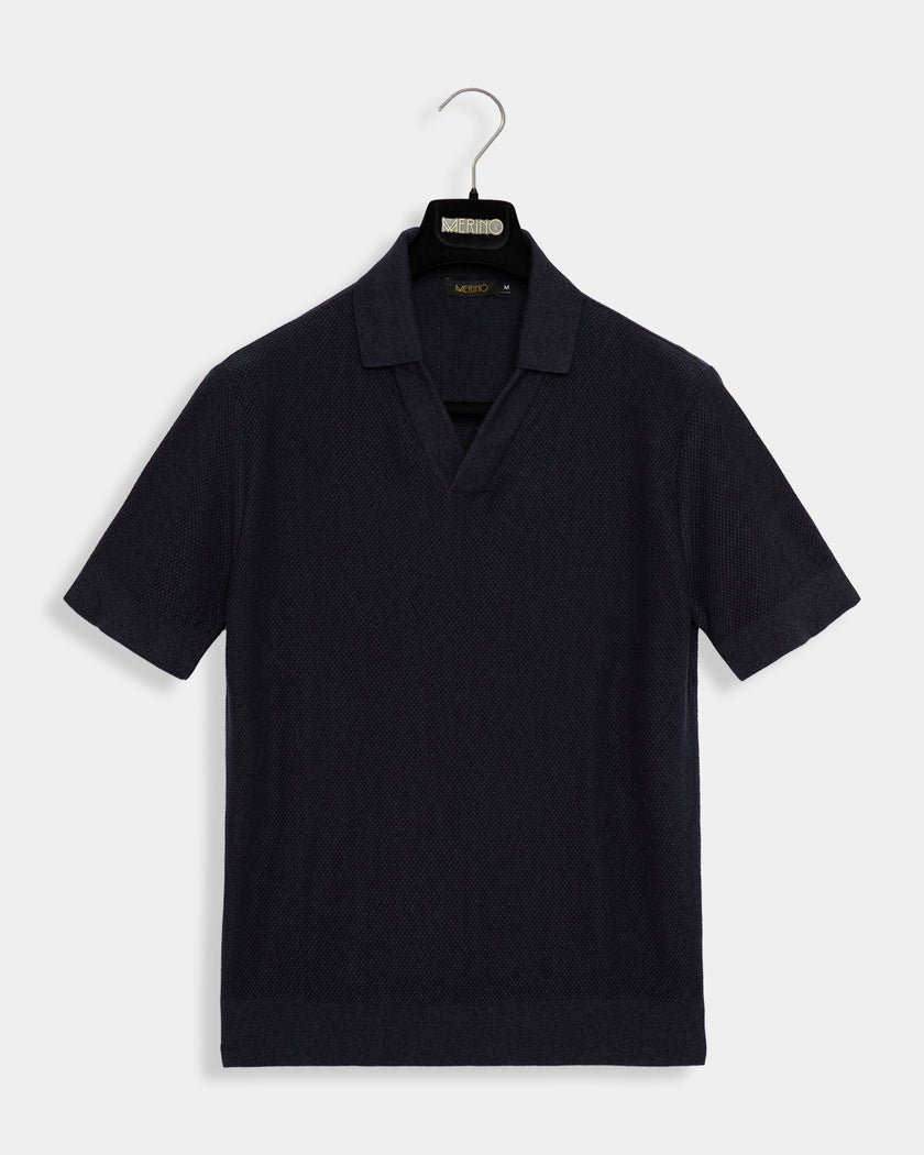 Polo Overlap Azul Marinho