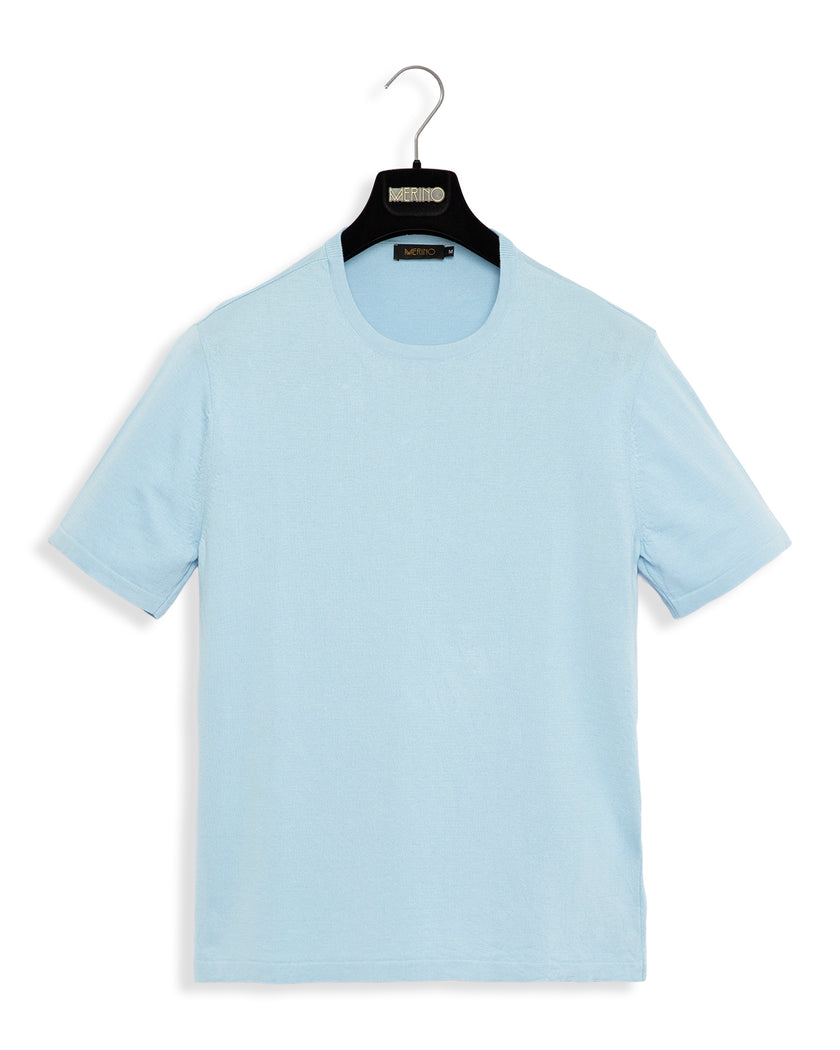 Camiseta Tricô Basic Azul Claro