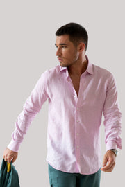 Camisa de linho rosa