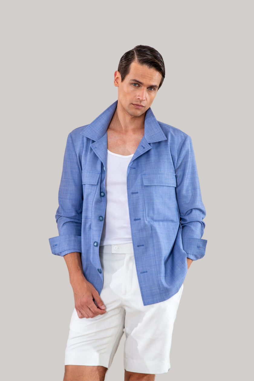 Caban lã fria azul camb