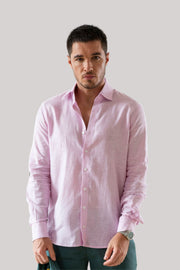 Camisa de linho rosa