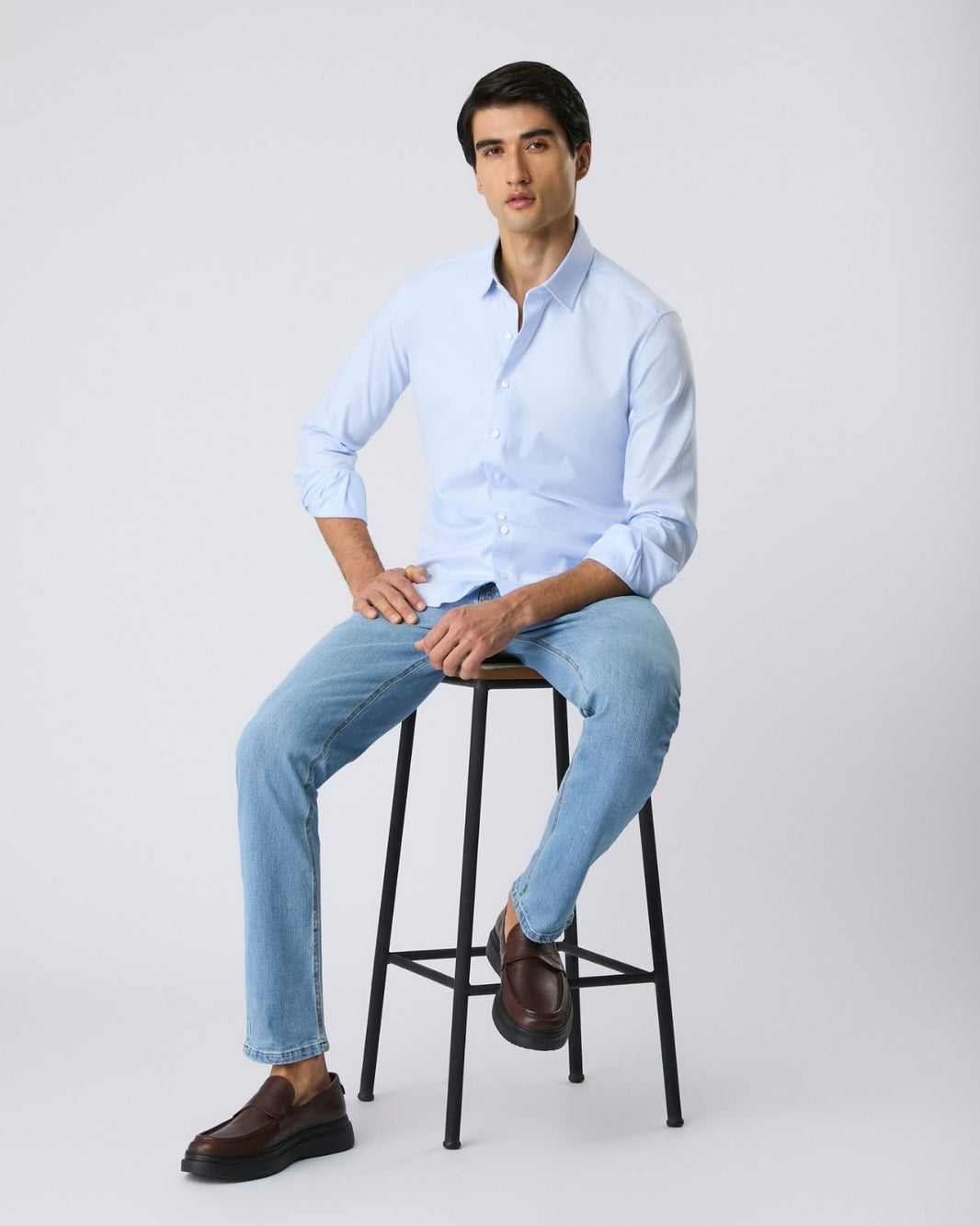 Camisa pima slim azul