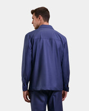 Caban lã fria azul médio