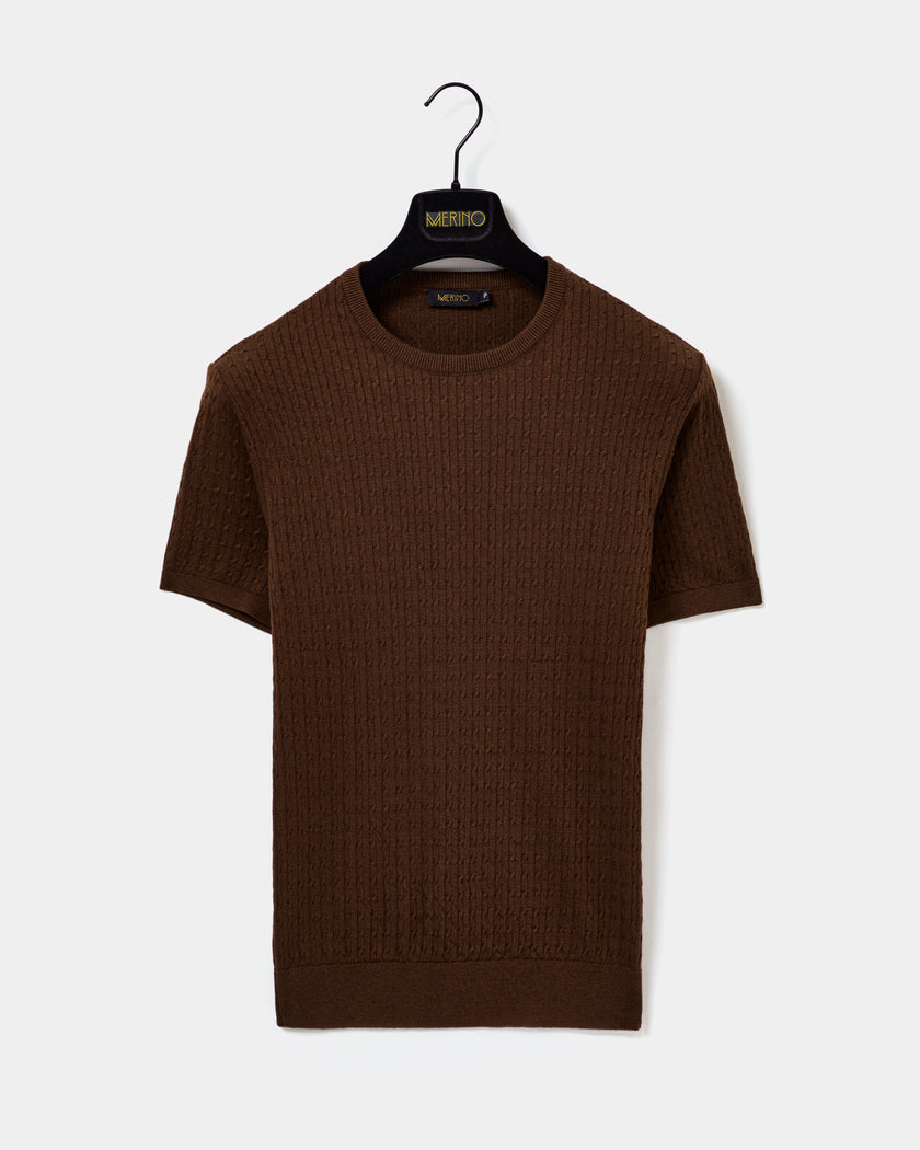 Camiseta Trançada Marrom