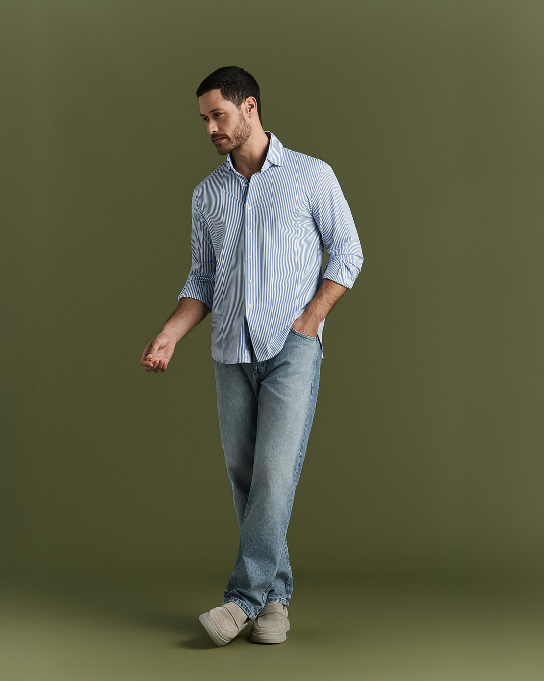 Camisa Tech Listrada Azul