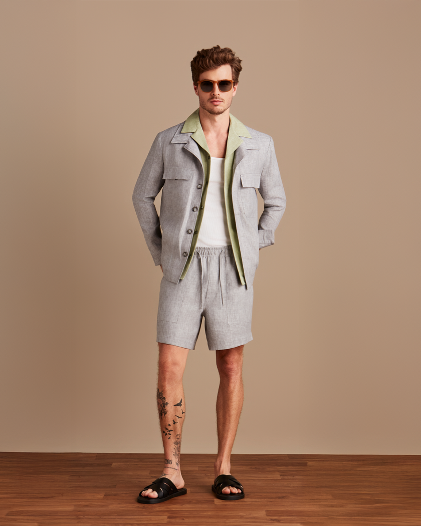 Bermuda Dunas Linho Cinza