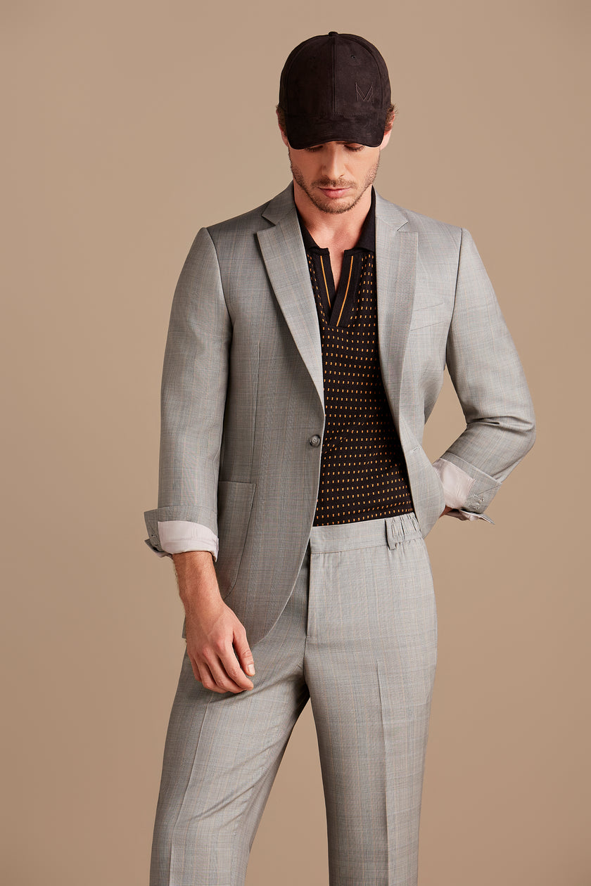 Blazer Principe de Gales Cinza Claro