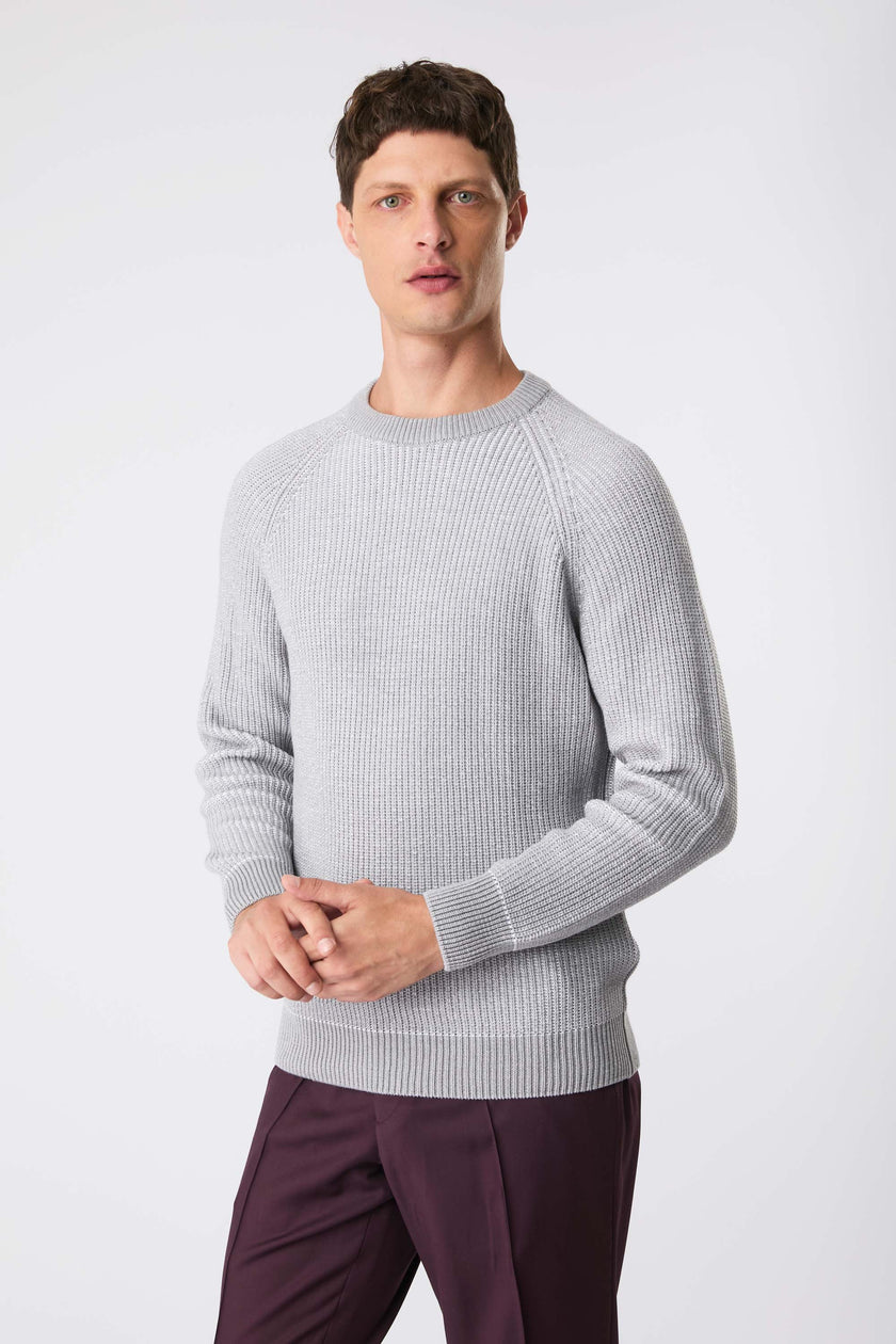 Suéter raglan cinza