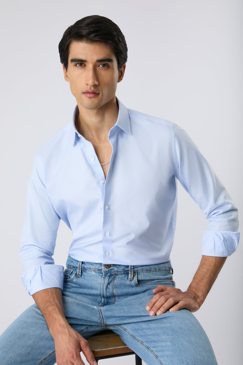 Camisa pima slim azul