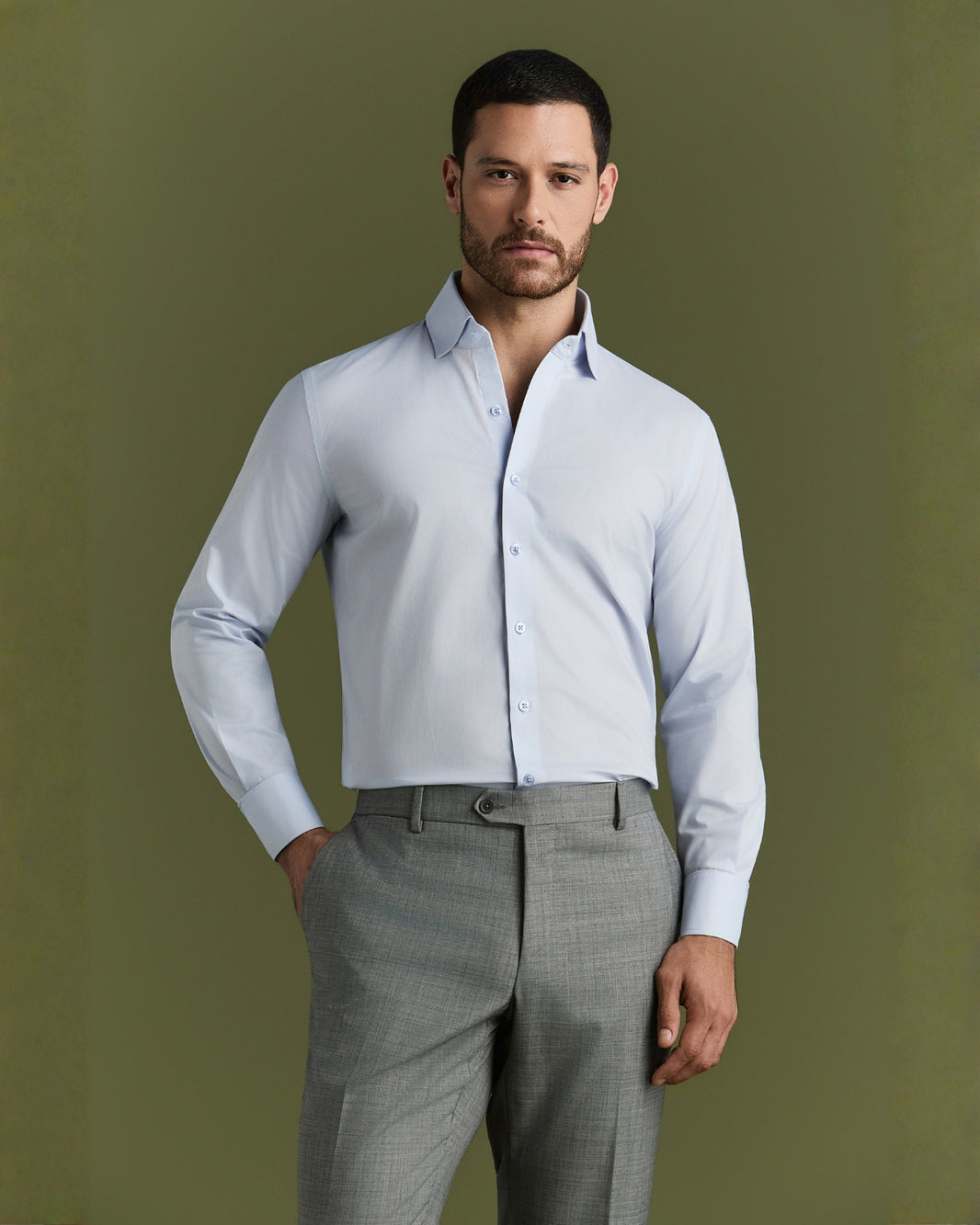 Camisa Algodão Stretch Azul