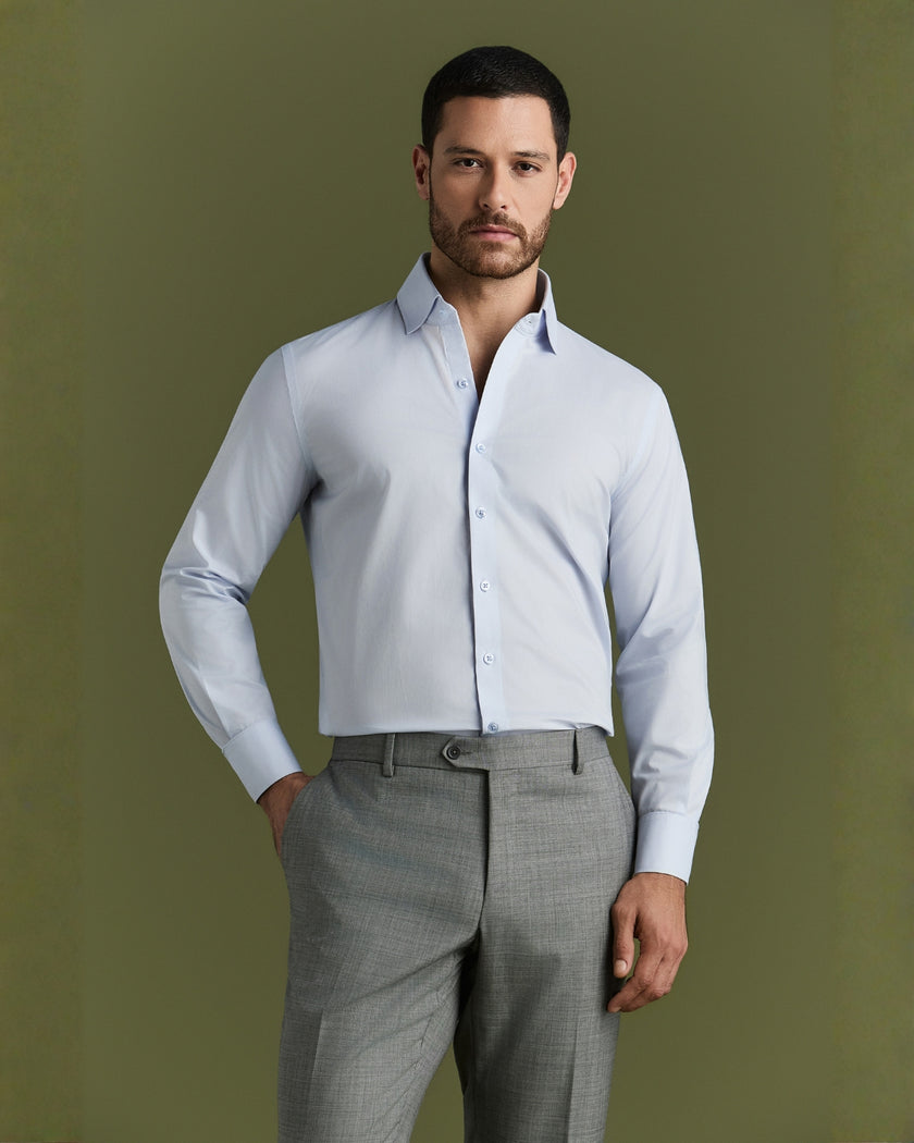 Camisa Algodão Stretch Azul