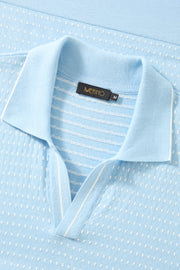 Polo jacquard azul claro