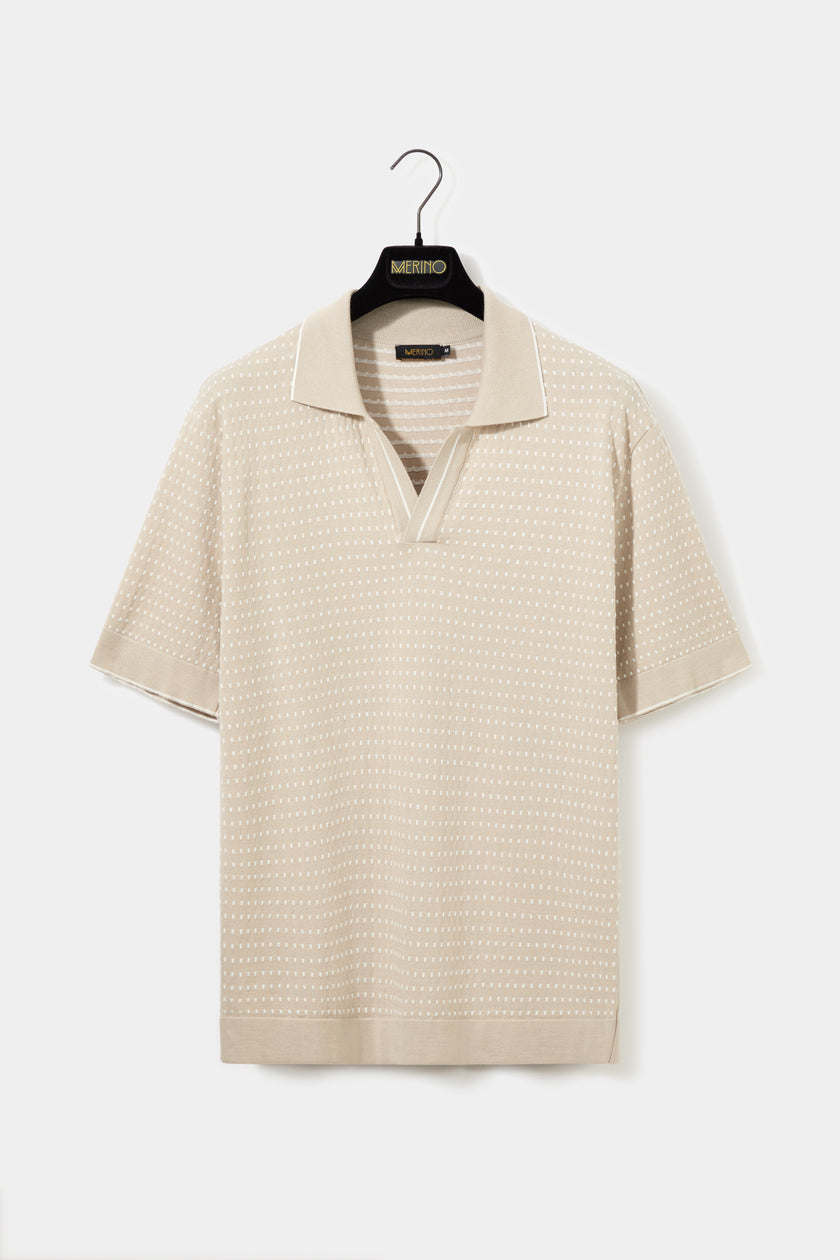 Polo jacquard bege