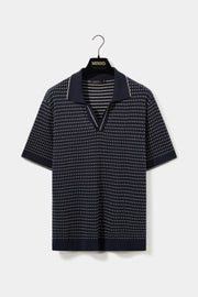 Polo jacquard marinho