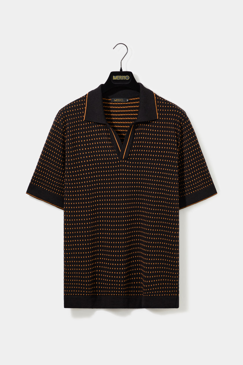 Polo jacquard preta