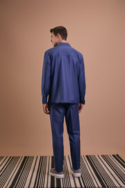 Caban lã fria azul medio