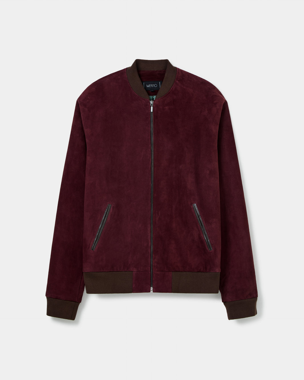 Jaqueta de couro chamois bordô