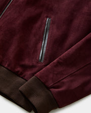 Jaqueta de couro chamois bordô