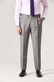 Calça Lã Super 120 Xadrez Cinza
