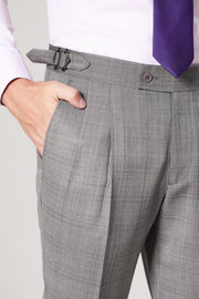 Calça Lã Super 120 Xadrez Cinza