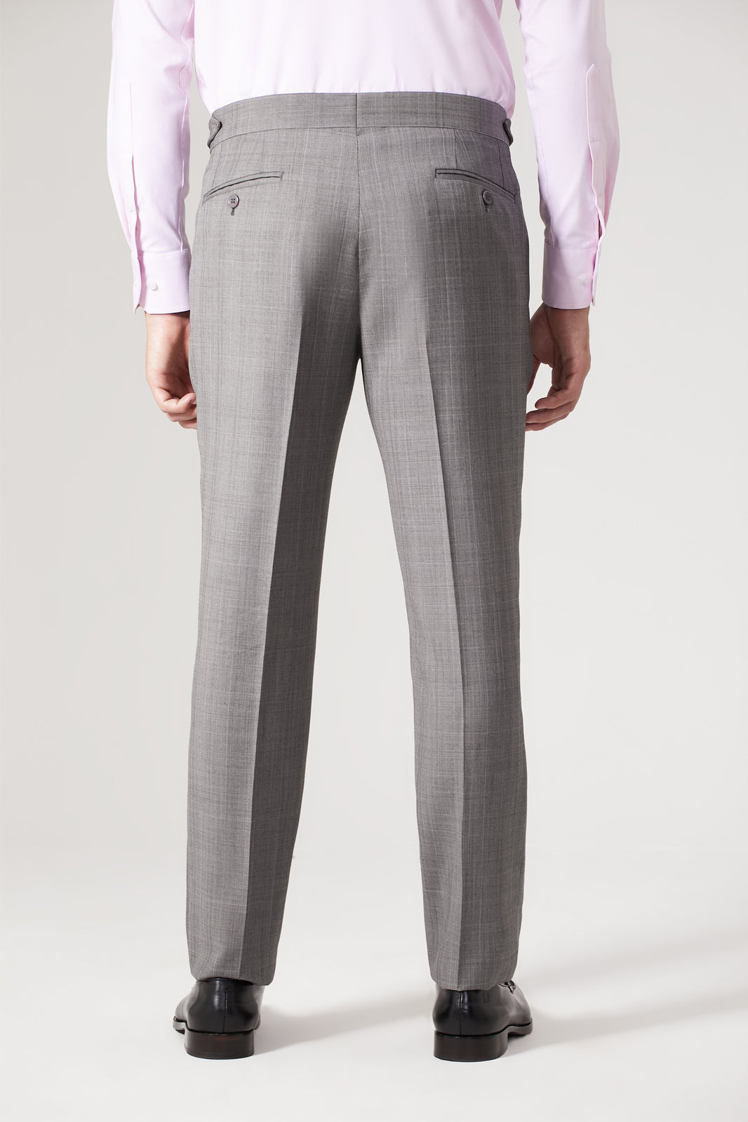 Calça Lã Super 120 Xadrez Cinza